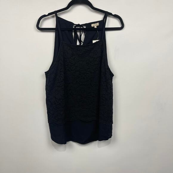 Eyeshadow‎ Black Flowy Tank Top w/Front Lace Overlay - Picture 1 of 2